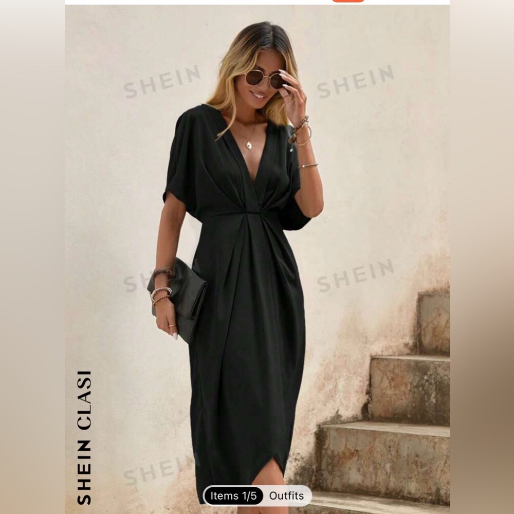 Shein black batwing midi dress.  NWT.